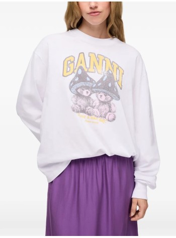 ganni sweater womanbasic cotton jersey longsleeve teddy mushroom - a1050304 151 2