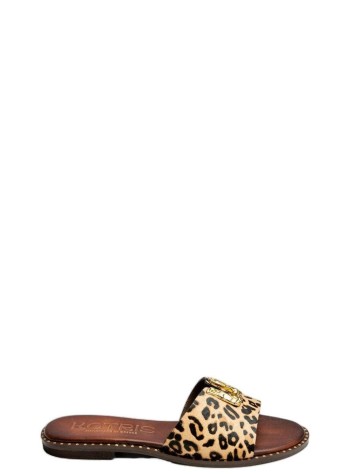 kotris sandals sandal womanareti pony skin flat sandals - 04108dg leopard choco