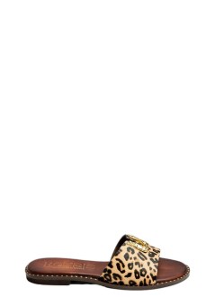 kotris sandals sandal womanareti pony skin flat sandals - 04108dg leopard choco