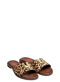 kotris sandals sandal womanareti pony skin flat sandals - 04108dg leopard choco