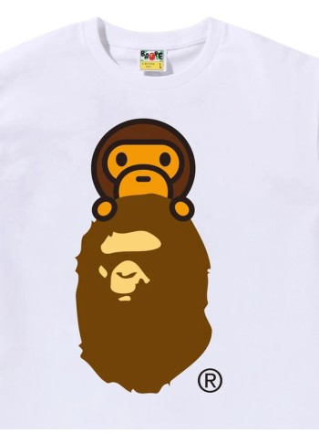 bape t-shirt manmilo on ape head tee m - 002tem301002m white 2
