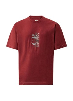 c.p.company t-shirt man30/1 jersey short sleeve vertical logo t-shirt - 21cmts134a005100w 592