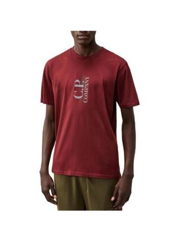 c.p.company t-shirt man30/1 jersey short sleeve vertical logo t-shirt - 21cmts134a005100w 592 2