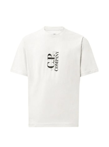 c.p.company t-shirt man30/1 jersey short sleeve vertical logo t-shirt - 21cmts134a005100w 103
