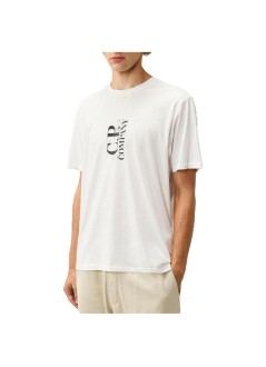 c.p.company t-shirt man30/1 jersey short sleeve vertical logo t-shirt - 21cmts134a005100w 103