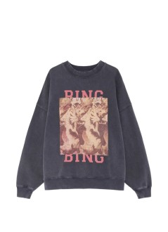 anine bing sweater womanmiles sweatshirt tiger bing - a0812905wbl1 black