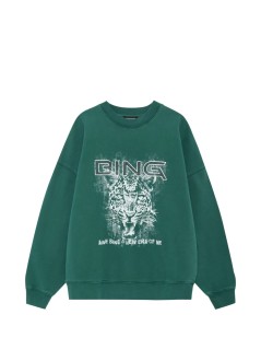 anine bing sweater womanmiles sweatshirt leopard - a0812915grn05 green