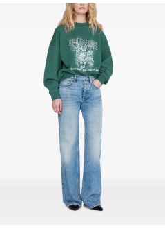 anine bing sweater womanmiles sweatshirt leopard - a0812915grn05 green