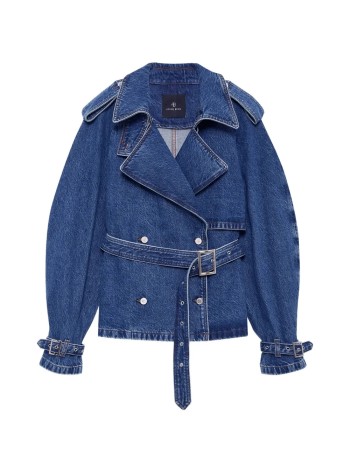 anine bing outerwear womanpascale trench - a0112606whd36 washed blue