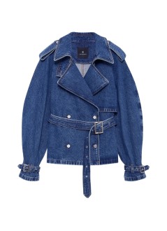 anine bing outerwear womanpascale trench - a0112606whd36 washed blue