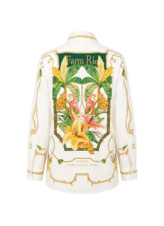 farm rio shirt womantropical royalty off-white shirt long sleeve - 355767 25249