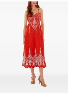 farm rio dress womanheart richilieur sleeveless midi dress - 355789 l0033