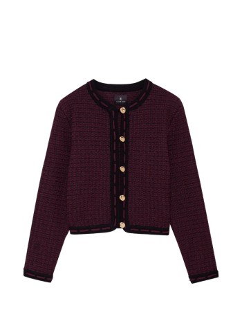 anine bing knitwear womannora tweed cardigan - a0912746bgn27 burgundy
