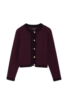 anine bing knitwear womannora tweed cardigan - a0912746bgn27 burgundy