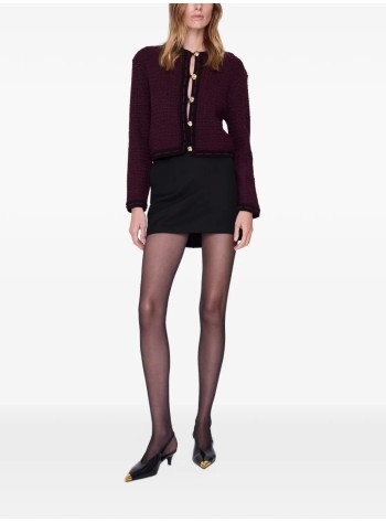 anine bing knitwear womannora tweed cardigan - a0912746bgn27 burgundy 2