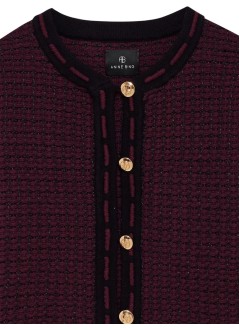 anine bing knitwear womannora tweed cardigan - a0912746bgn27 burgundy