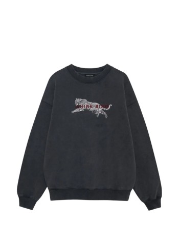 anine bing sweater womanspencer sweatshirt leopard - a0812340wbl1 black