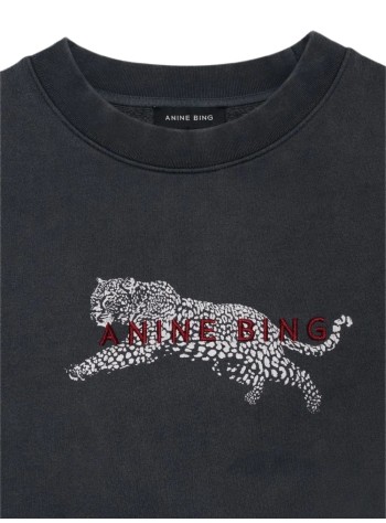 anine bing sweater womanspencer sweatshirt leopard - a0812340wbl1 black 2