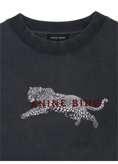 anine bing sweater womanspencer sweatshirt leopard - a0812340wbl1 black