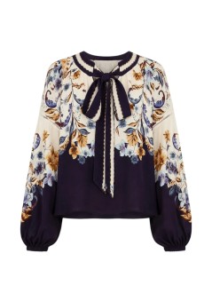 farm rio t-shirt womangolden nature navy blue blouse - 366772 26051