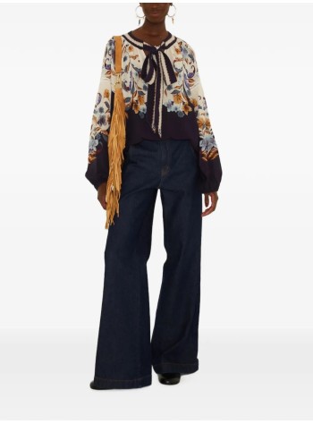 farm rio t-shirt womangolden nature navy blue blouse - 366772 26051 2