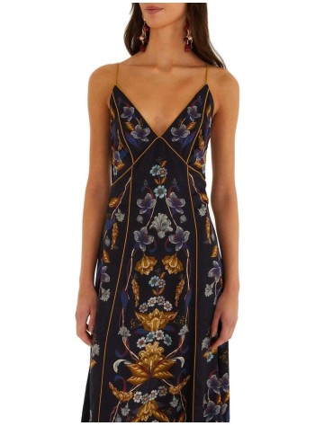 farm rio dress womangolden nature navy blue maxi slip dress - 359026 26051 2