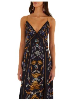 farm rio dress womangolden nature navy blue maxi slip dress - 359026 26051