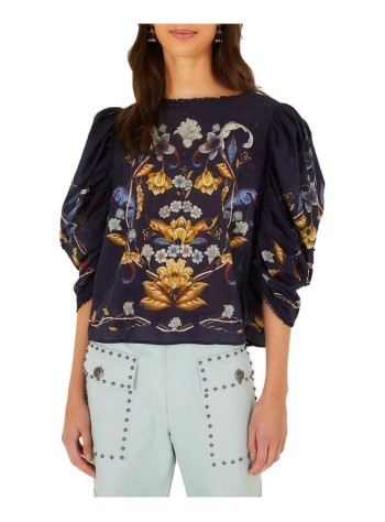 farm rio t-shirt womangolden nature navy blue blouse - 368930 26051 2