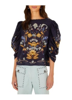 farm rio t-shirt womangolden nature navy blue blouse - 368930 26051