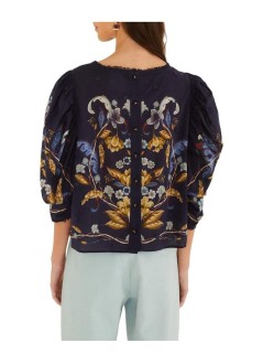 farm rio t-shirt womangolden nature navy blue blouse - 368930 26051