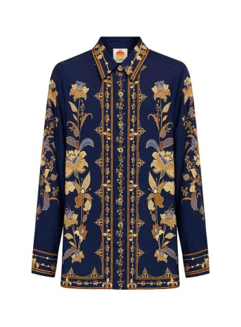 farm rio shirt womanliz navy blue pajama shirt - 374273 26101