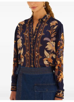 farm rio shirt womanliz navy blue pajama shirt - 374273 26101