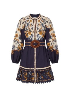 farm rio dress womangolden nature navy blue mini dress - 368912 26051