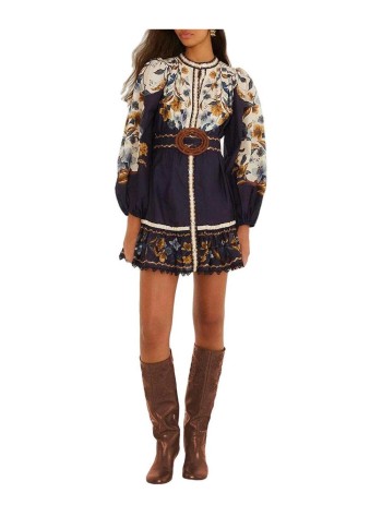 farm rio dress womangolden nature navy blue mini dress - 368912 26051 2