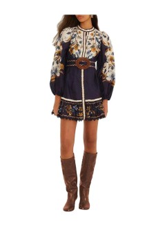 farm rio dress womangolden nature navy blue mini dress - 368912 26051