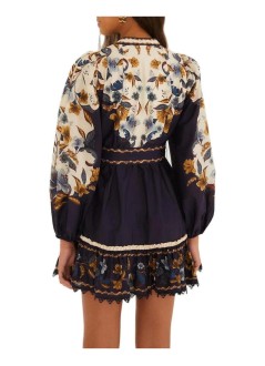 farm rio dress womangolden nature navy blue mini dress - 368912 26051