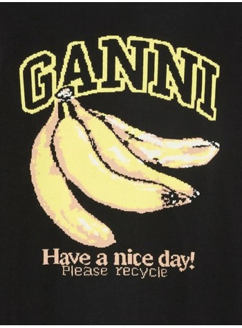 ganni sudadera mujer fine cotton graphic sweater banana - a1150013 099 2