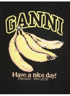 ganni sudadera mujer fine cotton graphic sweater banana - a1150013 099