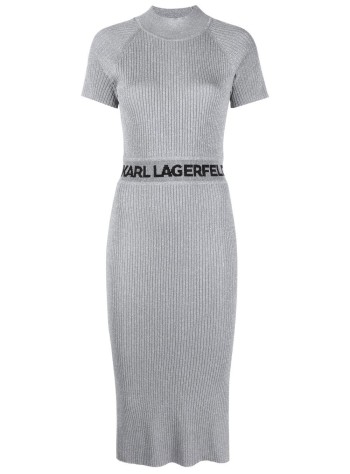 lurex sslv knit dress w/logo