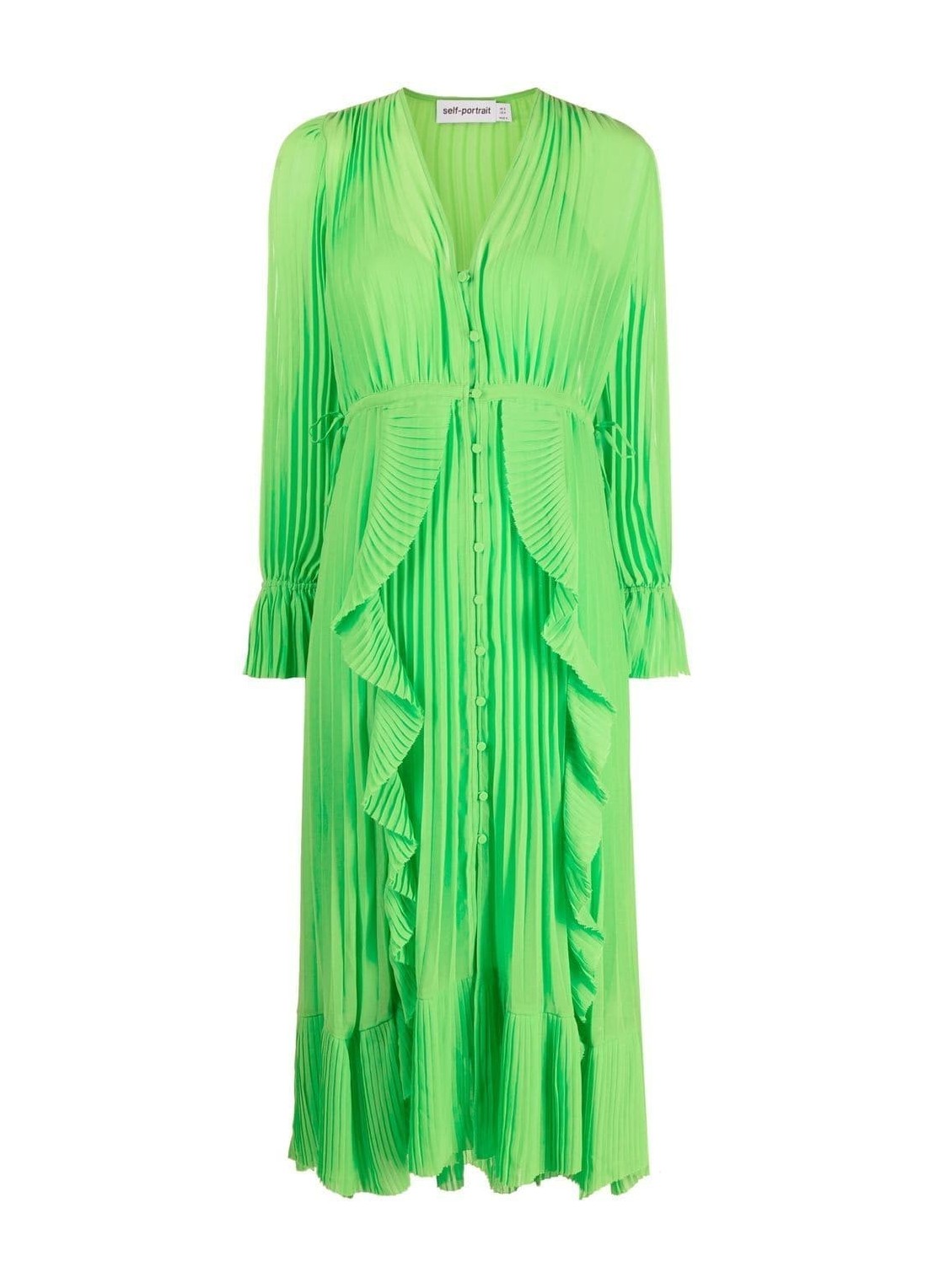 Vestido self-portrait green chiffon ruffle midi dress - rs23102m green talla 6
 
