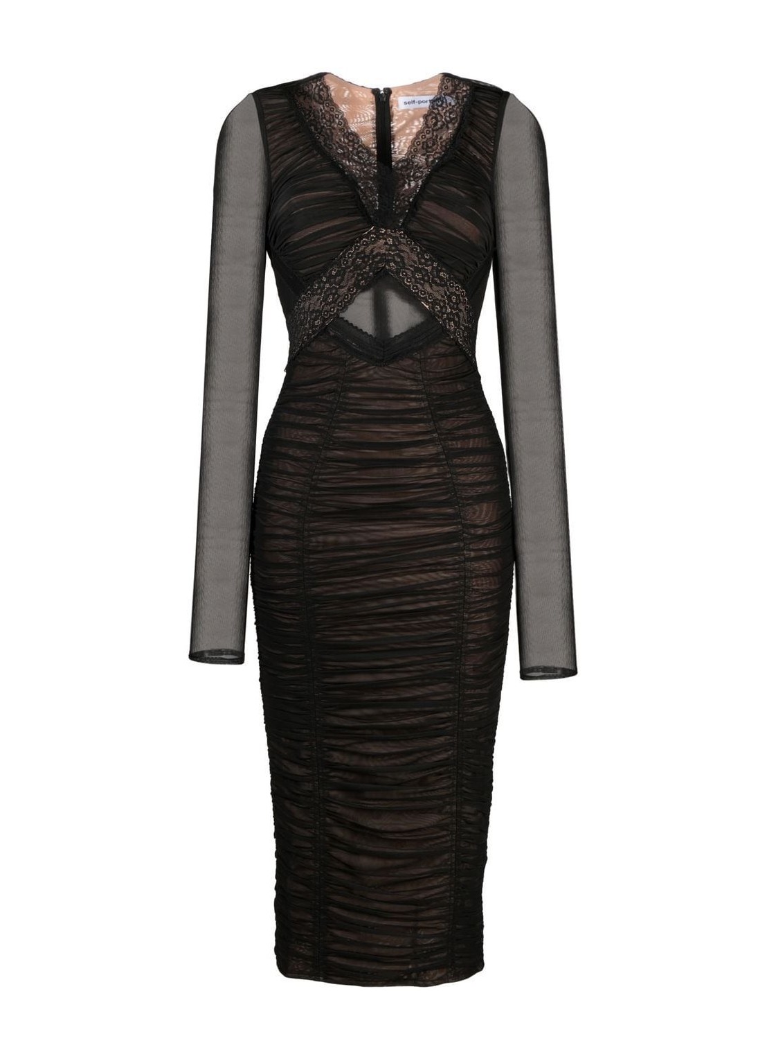 Vestido self-portrait dress woman black mesh midi dress rs23003m black talla 8
 