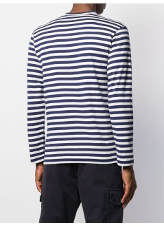 comme des garcons t-shirt man play striped t-shirt men - red heart p1t010 navy white