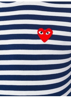 comme des garcons t-shirt man play striped t-shirt men - red heart p1t010 navy white
