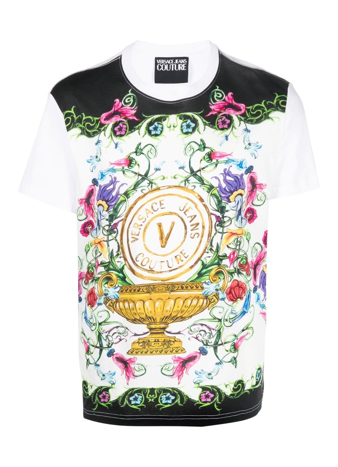versace t-shirt man 74up600 s panel garden v-emb t-shirt 74gah6sg g03 ...