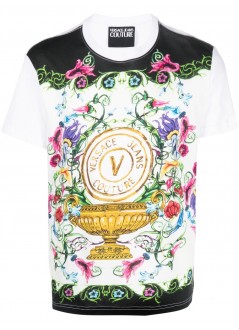 versace t-shirt man 74up600 s panel garden v-emb t-shirt 74gah6sg g03