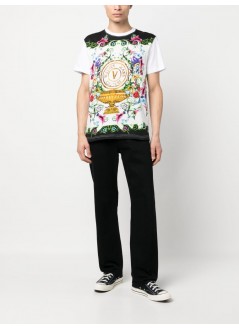 versace t-shirt man 74up600 s panel garden v-emb t-shirt 74gah6sg g03