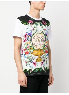 versace t-shirt man 74up600 s panel garden v-emb t-shirt 74gah6sg g03