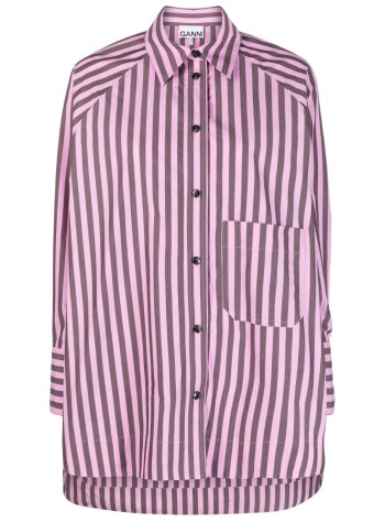 Stripe Cotton Oversize Raglan Shirt