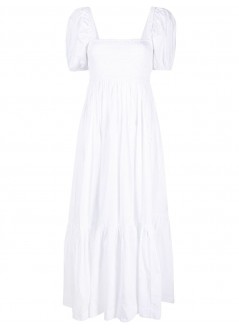 ganni vestido mujer cotton poplin smock maxi dress f7918 151