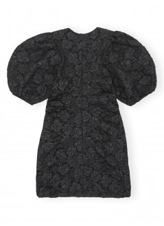 ganni vestido mujer stretch jacquard puff sleeves mini dress f8025 099